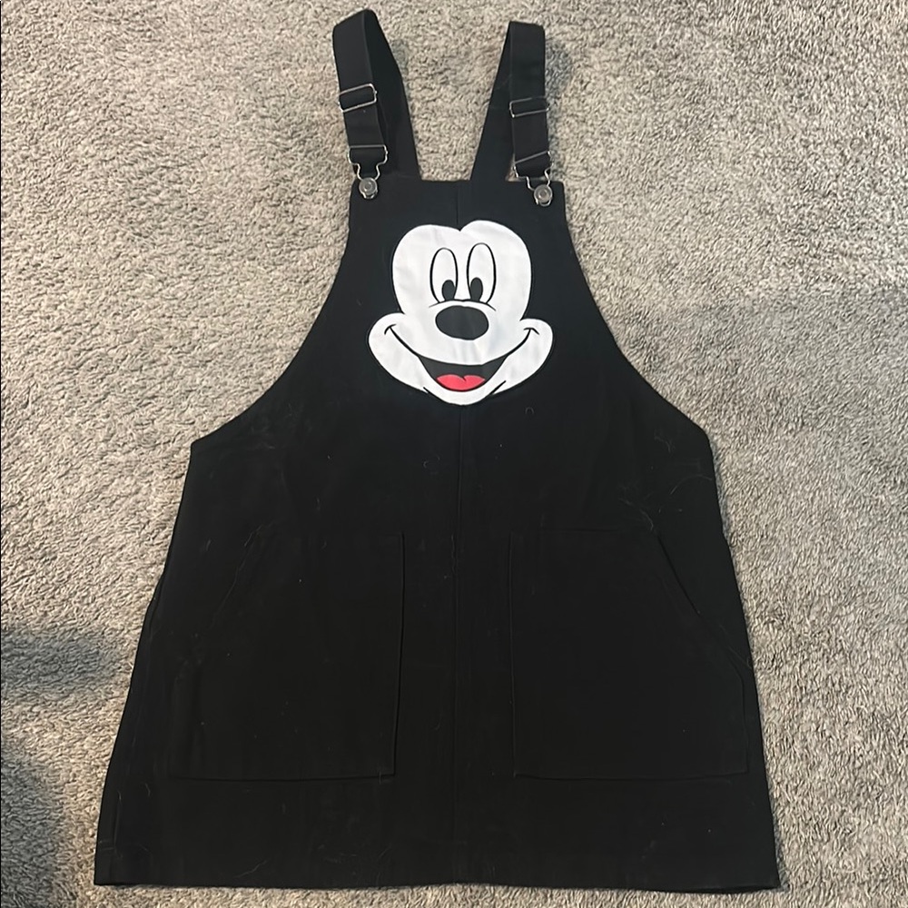 Disney Black Overall Dress with Mickey Mouse